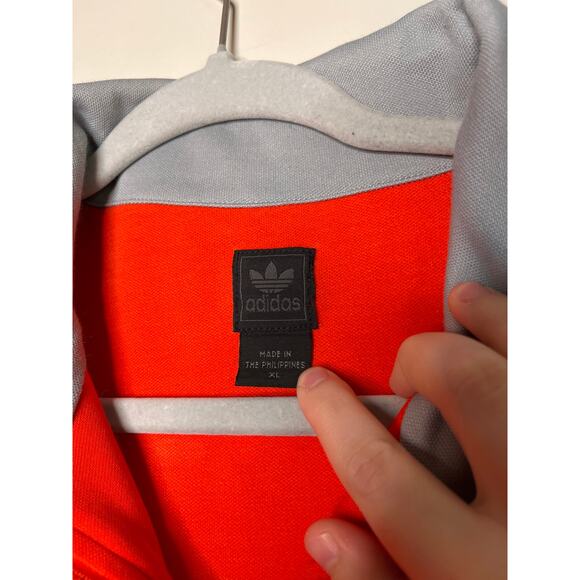 2000s Y2K Adidas Red Orange Streetwear Spellout Trefoil Logo Track Jacket XL - Picture 2 of 5